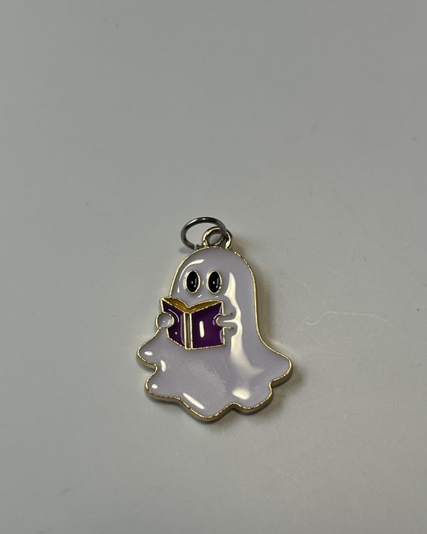 Ghost Reading Book Charm